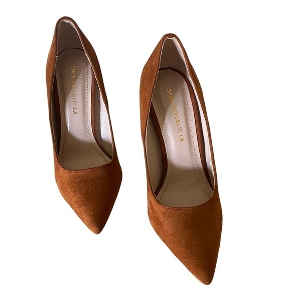 SUEDE POINTED TOE STILETTO Chestnut Color Women’s Size 5 1/2 LIKE NEW - Picture 13 of 14